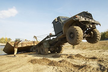 Image showing Disassembly of pontoon bridge