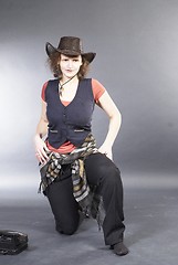 Image showing Beautiful lady in a cowboy hat