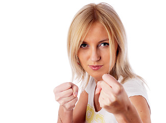 Image showing Girl with fists