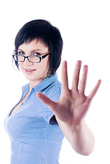 Image showing Girl with stop gesture