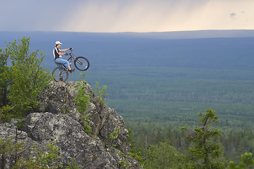 Image showing Biker at peak