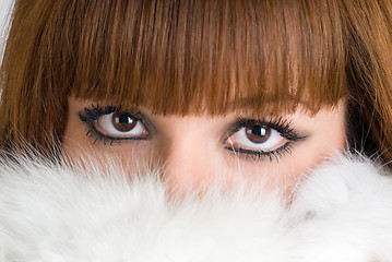 Image showing Girl wearing white fur