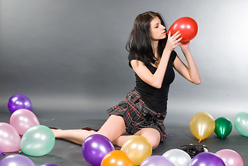 Image showing Woman with balloons