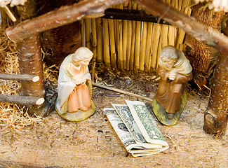 Image showing Nativity Scene with Money