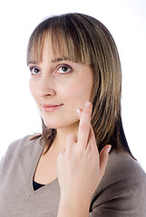 Image showing Girl with crossed fingers