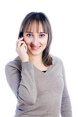 Image showing Woman talking by mobile