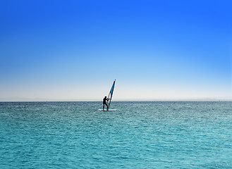 Image showing surfer on blue sea under sky