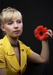 Image showing Girl and flower