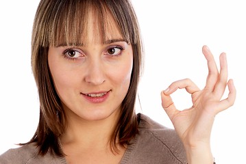 Image showing Woman showing okay gesture