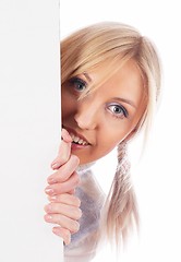 Image showing Woman beside whiteboard