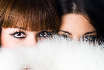 Image showing Girl wearing white fur