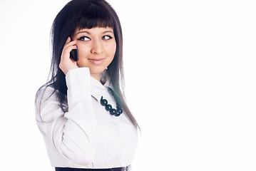 Image showing Talking girl by mobile