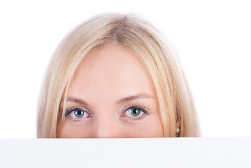 Image showing Woman beside whiteboard