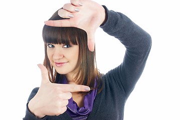 Image showing Girl showing frame