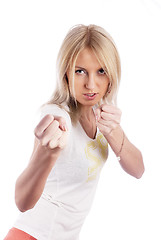 Image showing Girl with fists