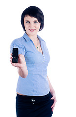 Image showing Woman showing mobile