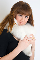 Image showing Girl wearing white fur