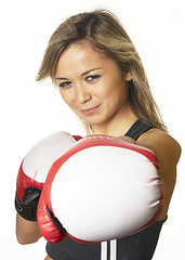 Image showing Boxing girl with smile