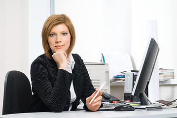 Image showing Businesswoman with computer