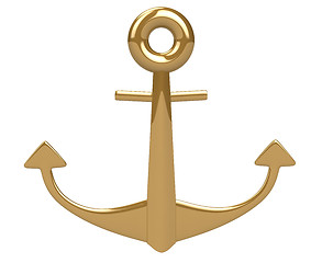 Image showing 3d gold shiny anchor