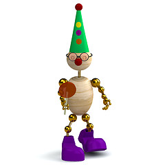 Image showing 3d wood man as a clown