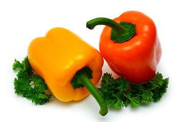 Image showing fresh colourful paprika with parsley