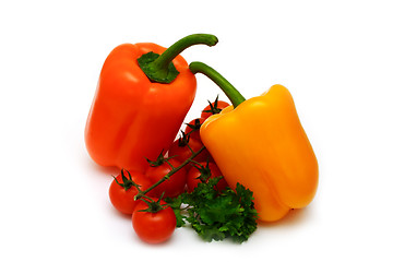 Image showing fresh colourful paprika with tomatoes