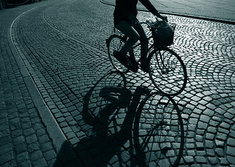 Image showing Lonely female cyclist