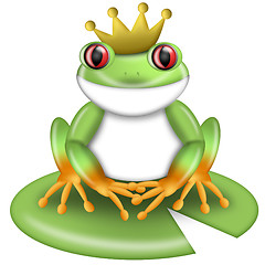 Image showing Red-Eyed Green Tree Frog Prince with Crown