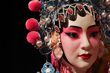 Image showing chinese opera dummy and black cloth as text space 