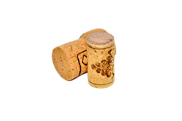 Image showing Corks from wine bottles on white background