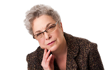 Image showing Senior woman thinking about future