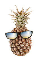 Image showing Pineapple as human head and sunglasses with color reflections