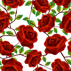 Image showing Roses over white, pattern