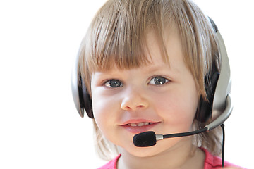 Image showing Little girl with headset