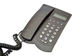 Image showing Black telephone on a white background