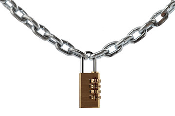 Image showing  golden padlock with digital discs hanging on the chain