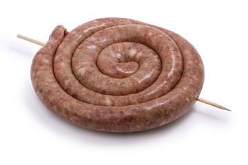 Image showing  spiral raw meat  sausage 