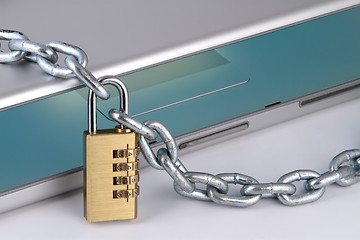 Image showing notebook with chain and digital padlock