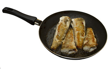 Image showing fried fish in a frying pan