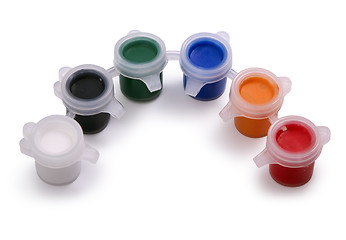 Image showing small plastic cups with paint 