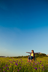 Image showing Handicapped woman on wheelchair