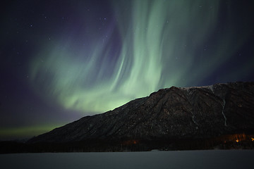 Image showing Northern Lights over Mirror Lake near Anchorage AK