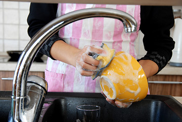 Image showing Washing dishes