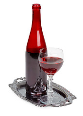 Image showing Wine bottle and glass