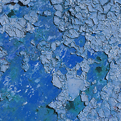 Image showing Surface with old blue paint - square texture