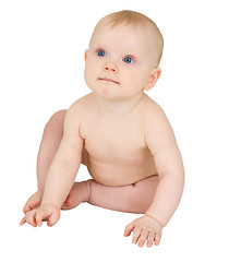 Image showing Baby sits isolated on white background