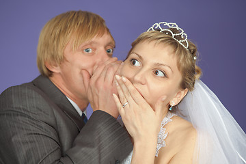 Image showing Groom tells to bride confidential news