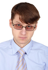 Image showing Young handsome man in glasses isolated on white