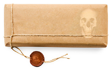 Image showing Deadly postal parcel on white background